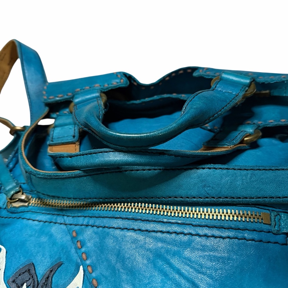 Lucky Brand Abbey Road Turquoise Floral Leather Bag - Picture 8 of 9